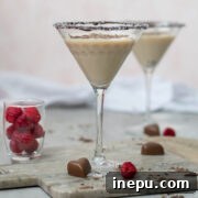 Chocolate Vodka Martini with shaved chocolate