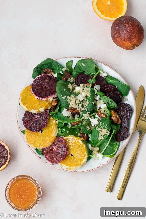 Zesty Orange Beet Salad 2 Vibrant Beet and Orange Salad with Roasted Beets, Quinoa, and Goat Cheese