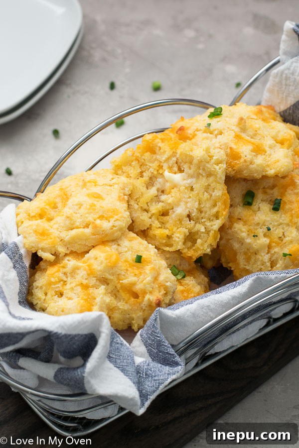 Homestyle Cheesy Corn Drops 9 ingredients for cheesy cornmeal drop biscuits arranged