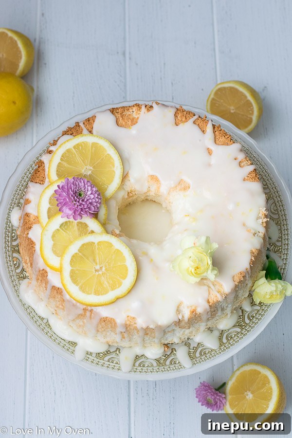 slice of lemon angel food cake