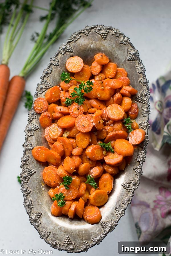 Delicious Garlic Butter Carrots served in a bowl