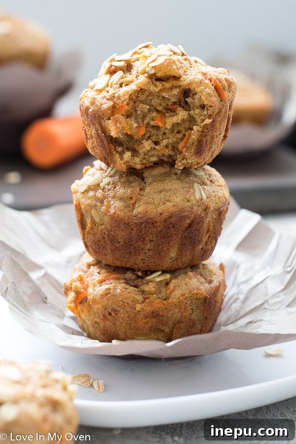 Sunshine Carrot Banana Muffins 2 Healthy and delicious banana carrot muffins, perfect for a nutritious snack or breakfast.