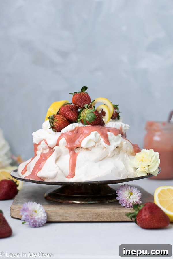 strawberry lemon curd pavlova