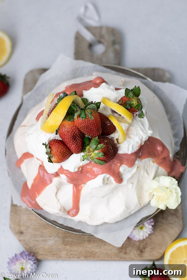 strawberry lemon curd pavlova