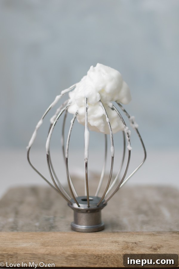 Meringue at soft peak stage