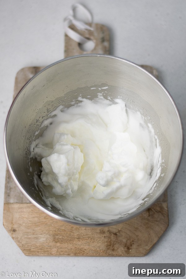 Meringue at stiff peak stage