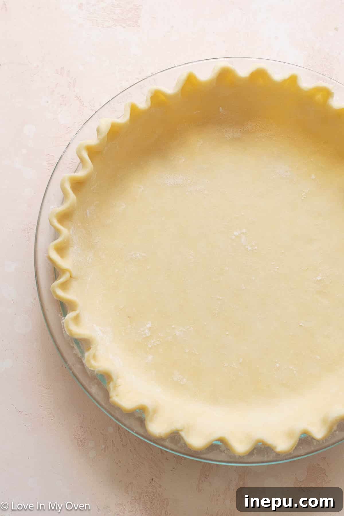 Flaky all butter pie crust close up