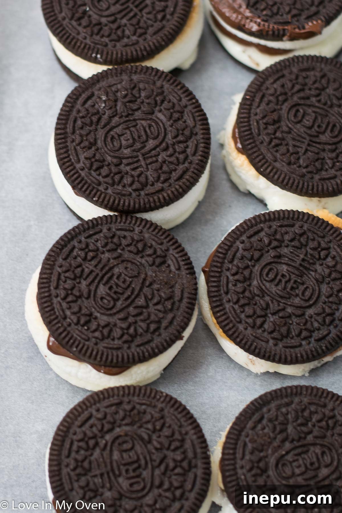 Oreo Campfire Delight 6 Assembled S'moreos, ready to eat