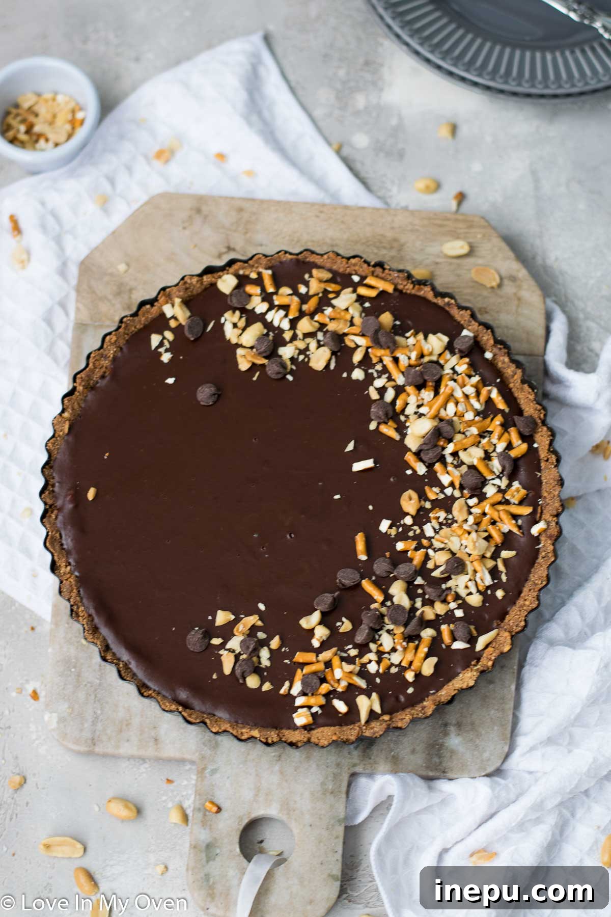 Salted Pretzel Caramel Chocolate Tart 2 Decadent Caramel Chocolate Pretzel Tart - The Ultimate Salty-Sweet Vegan Dessert