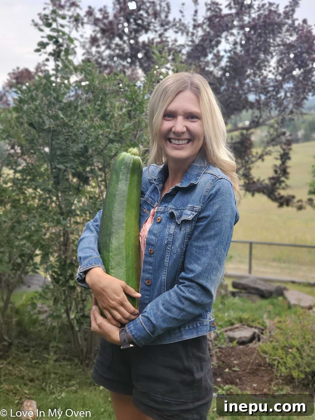 A large, fresh zucchini, ready for baking