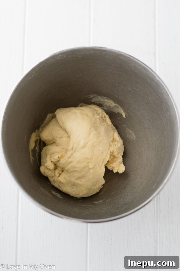 Golden Apple Cinnamon Tear-Apart Bake 4 Dough rising in a bowl for pull apart bread