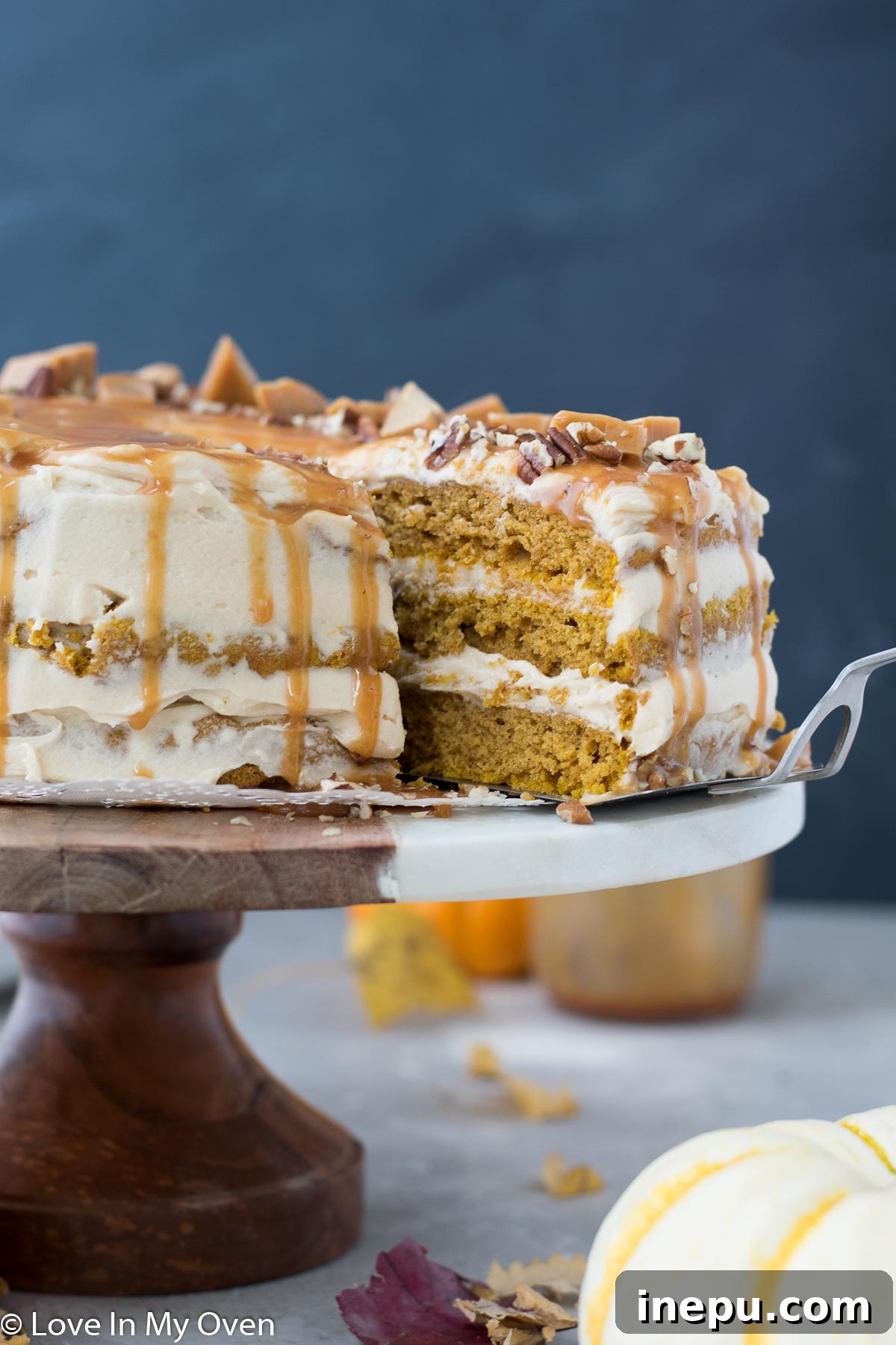 Velvet Caramel Pumpkin Dream 8 Close-up of Pumpkin Caramel Cake slice