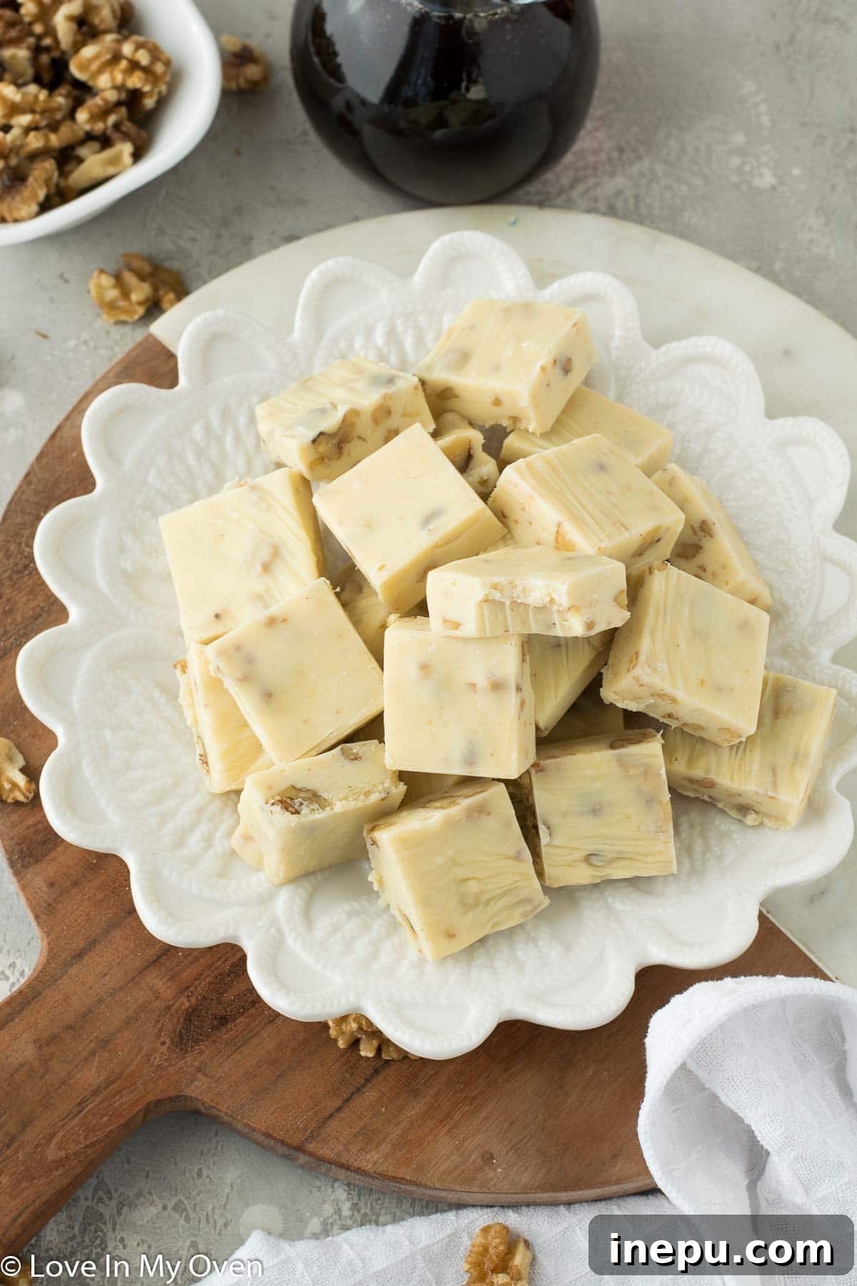 Another perspective of maple walnut fudge squares, highlighting their inviting texture and rich color.