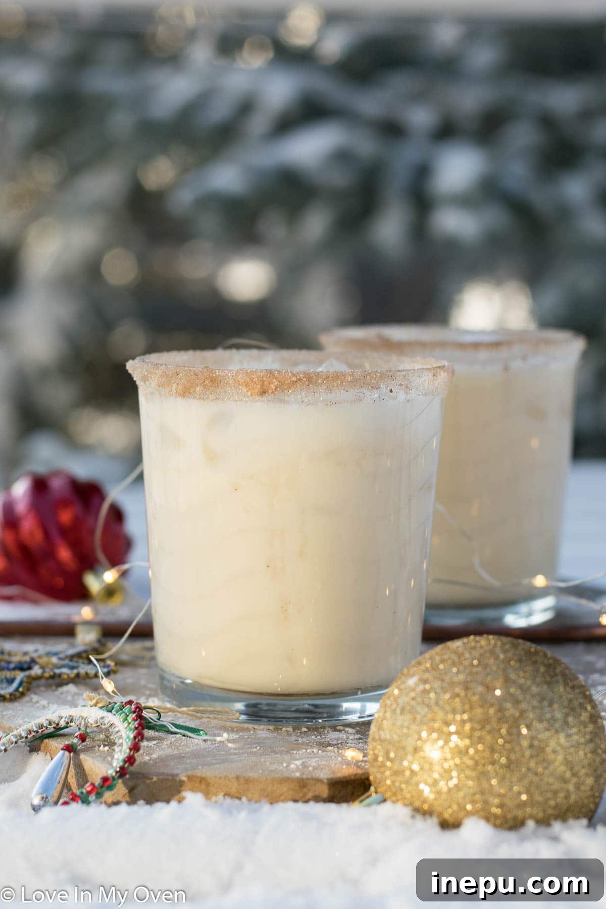 Velvet Vodka Nog 2 Creamy Vodka Eggnog Cocktail garnished with cinnamon