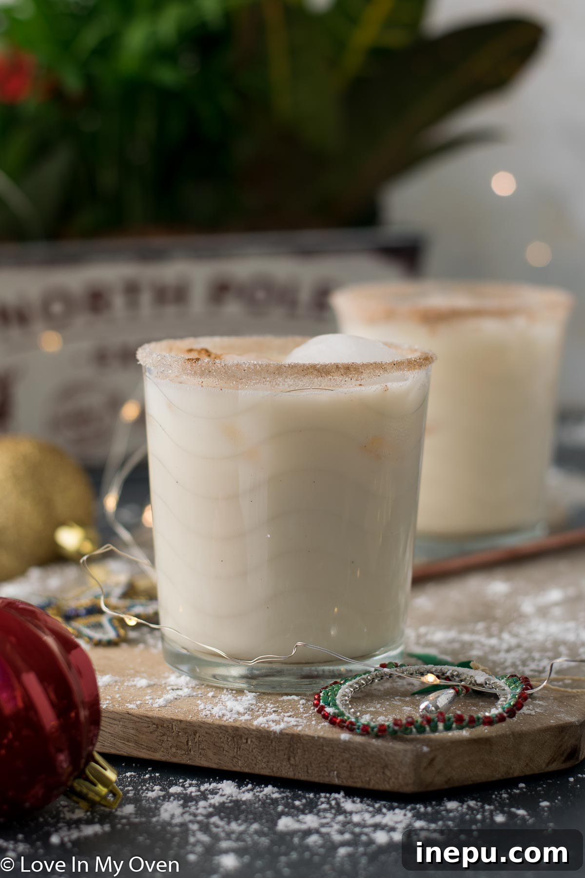 Velvet Vodka Nog 5 Close-up of a Vodka Eggnog Cocktail glass