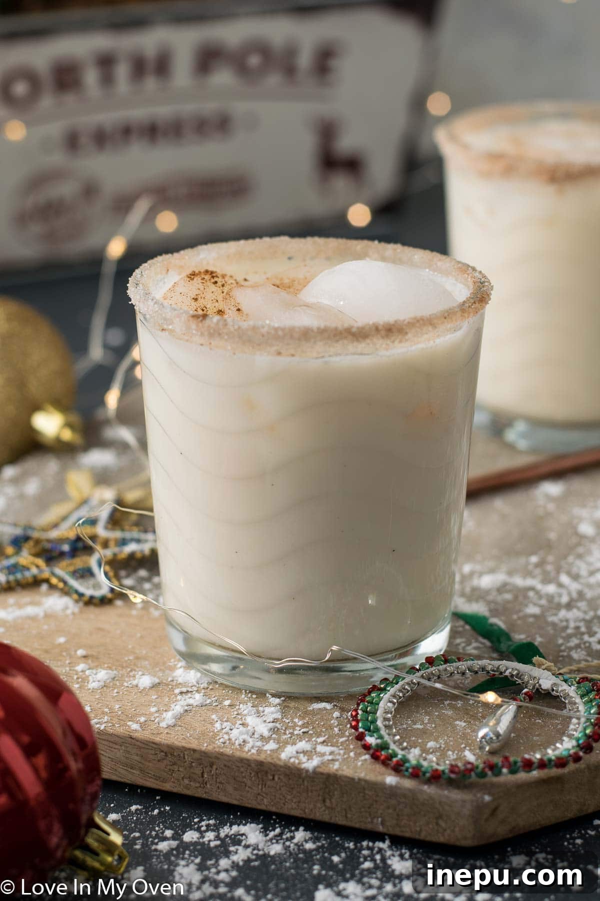 Velvet Vodka Nog 6 Vodka Eggnog Cocktail garnished with cinnamon stick