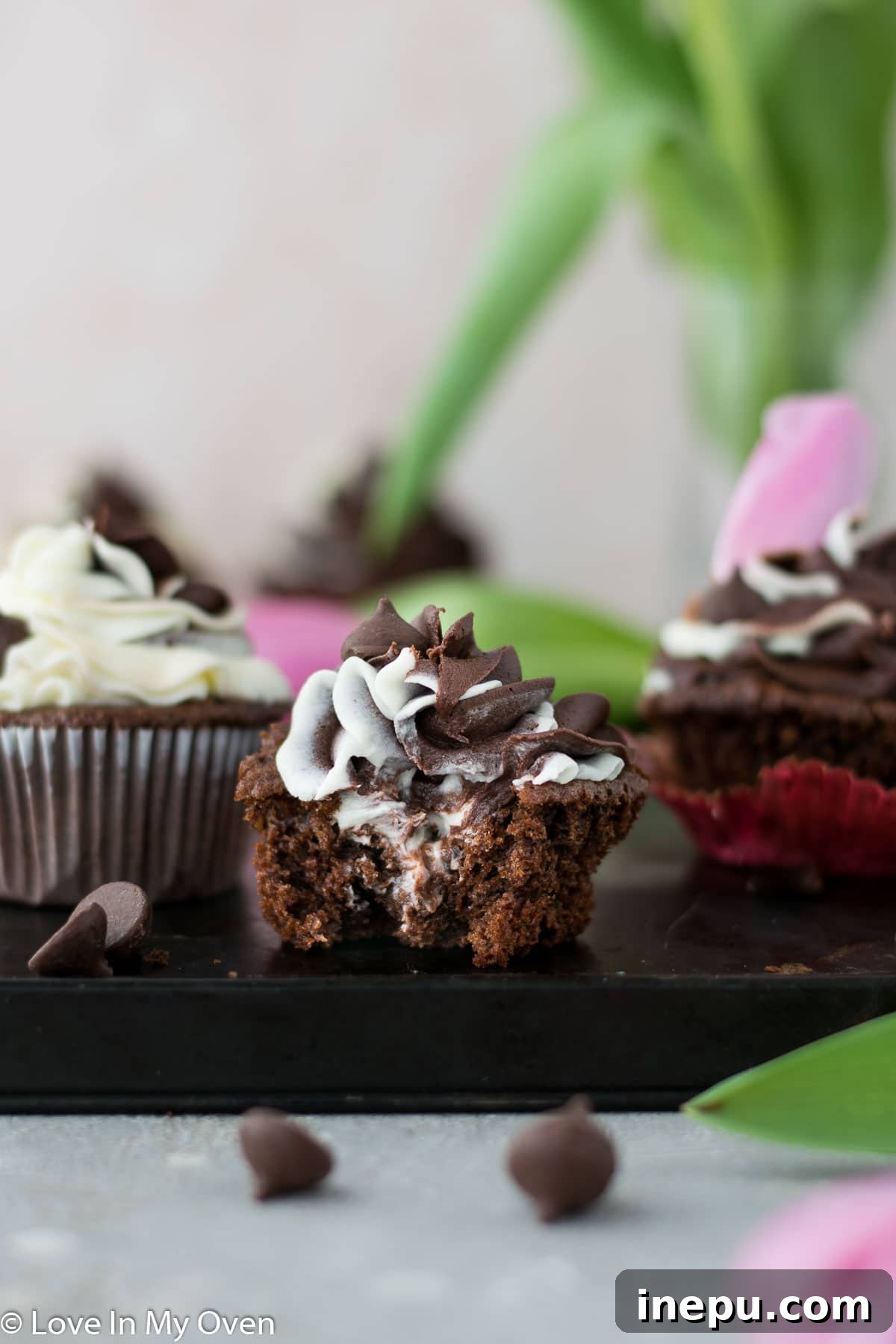 Black Tie Treats 2 Decadent Tuxedo Cupcakes with White Chocolate Filling