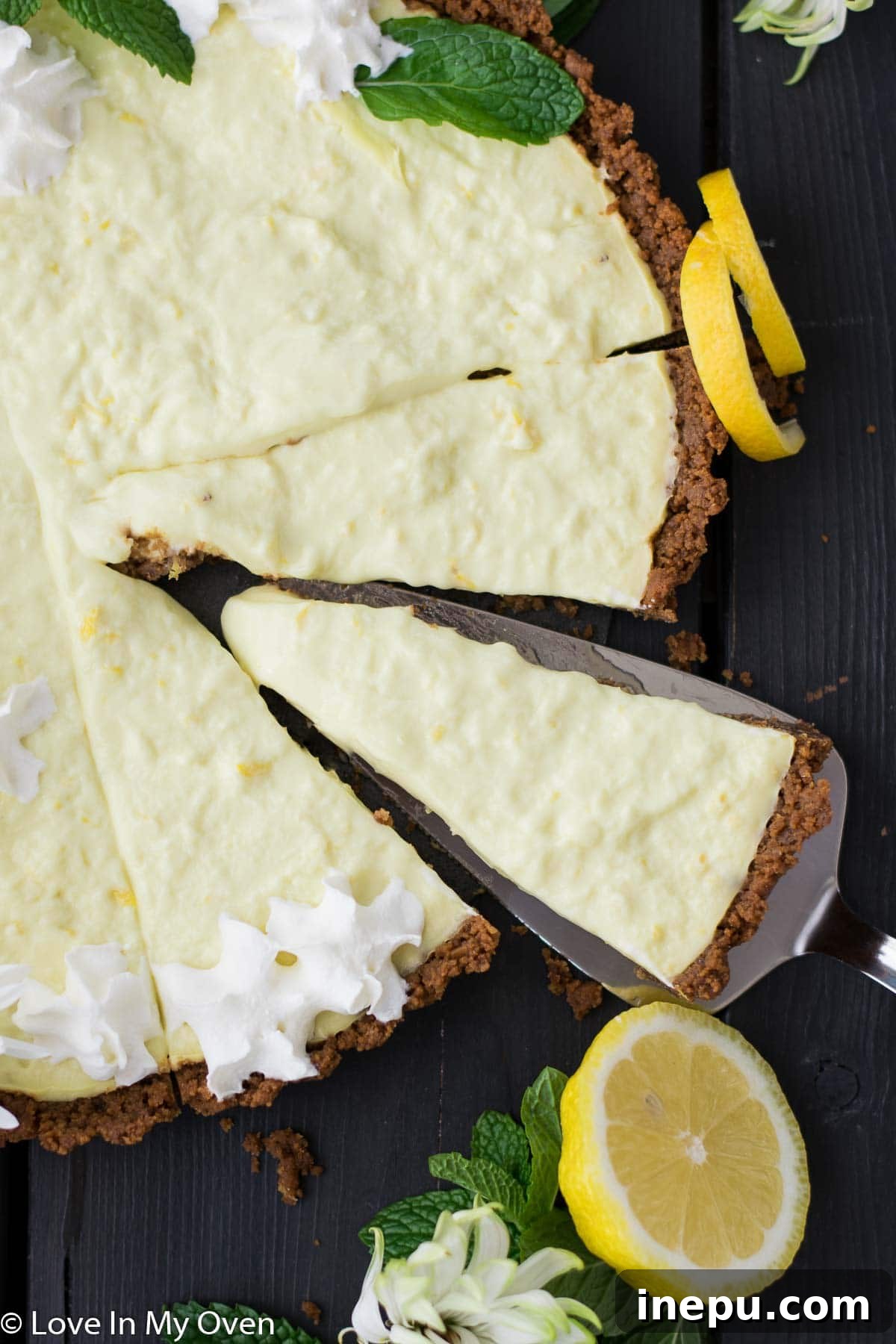 vegan lemon curd tart with whipped cream