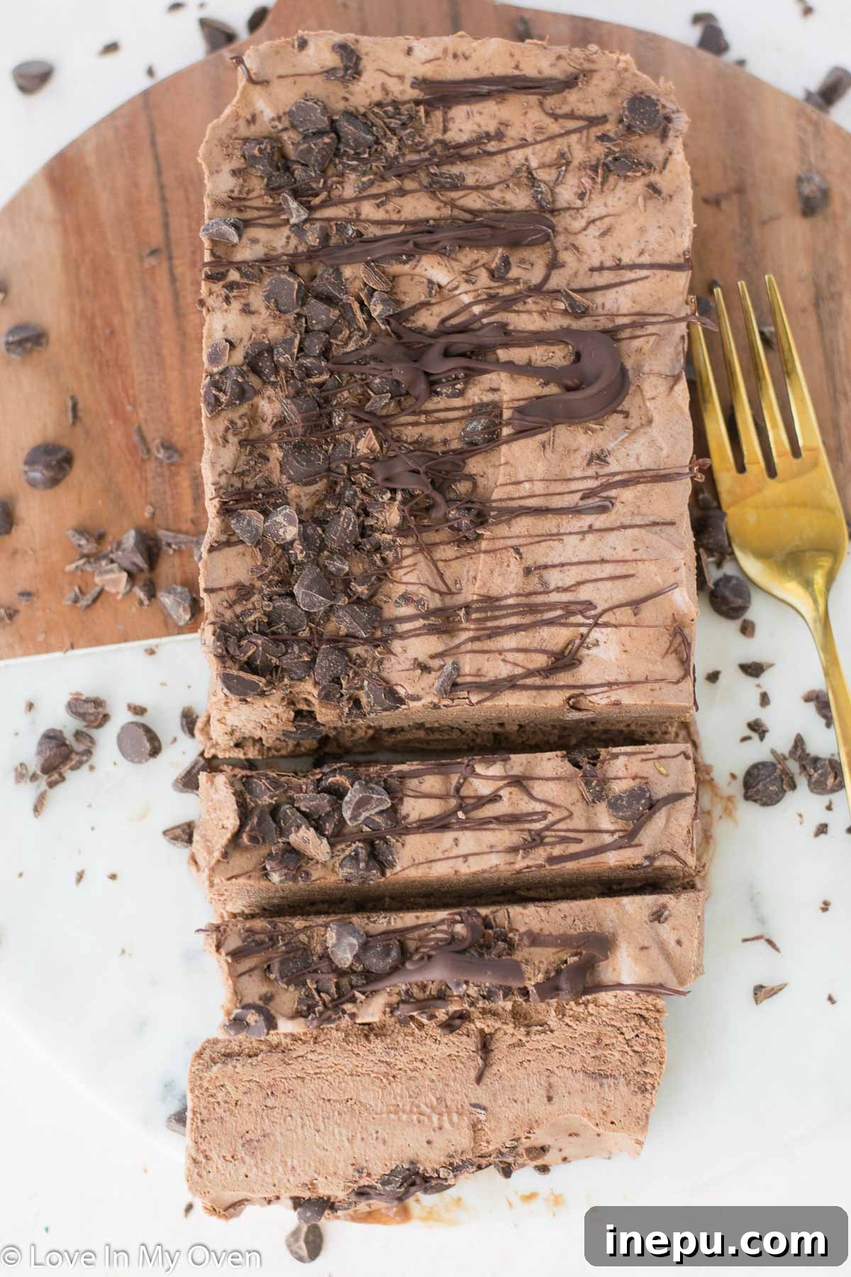 Velvet Chocolate Dream 2 chocolate semifreddo, rich creamy smooth Italian frozen dessert