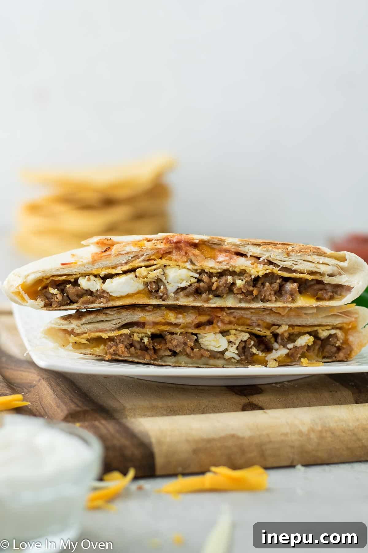 Sunrise Crunchwrap 11 Finished breakfast crunch wrap on a plate