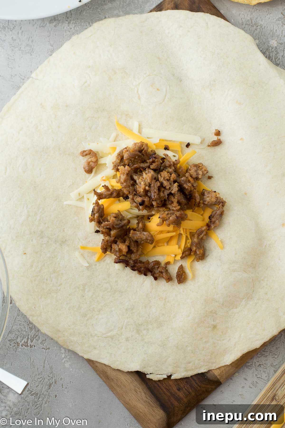 Sunrise Crunchwrap 4 Assembling a breakfast crunch wrap, step by step