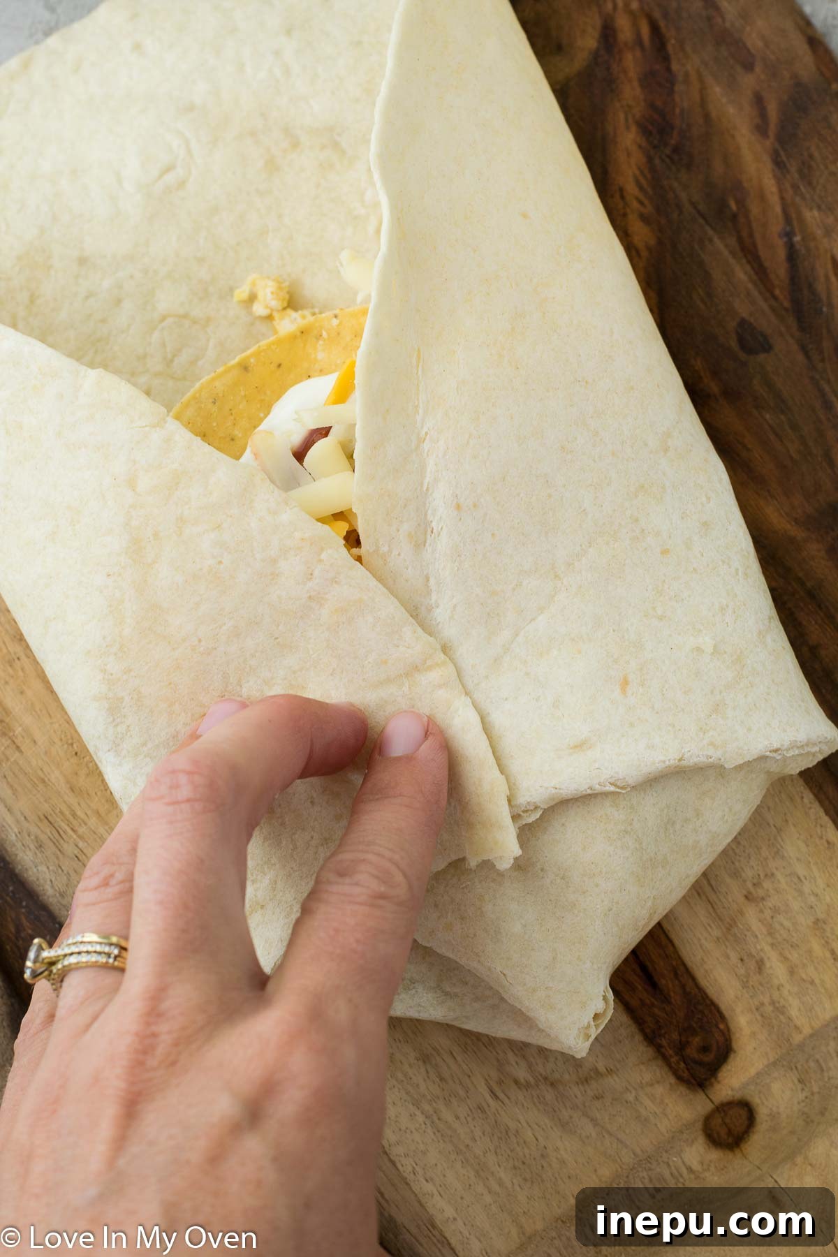 Sunrise Crunchwrap 9 Golden brown breakfast crunch wrap cooking