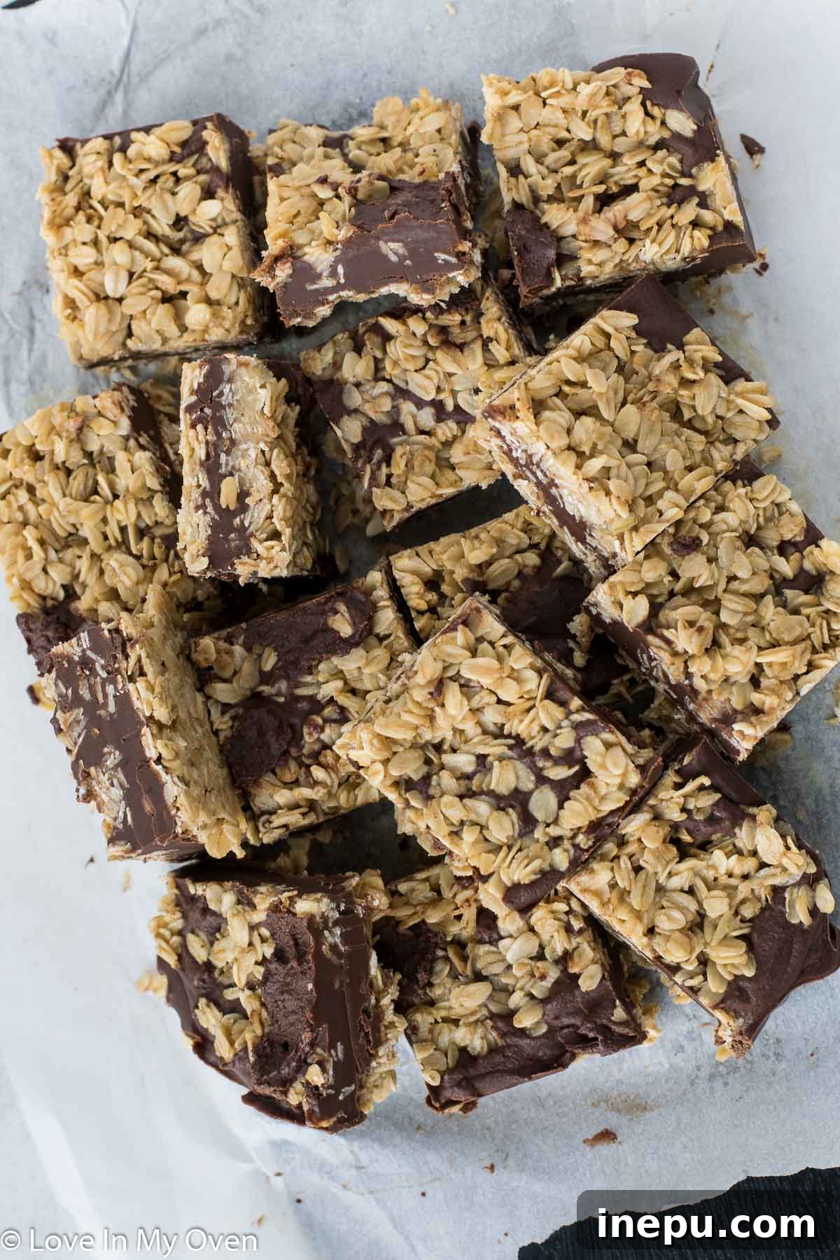 Gluten Free Oat Fudge Bars stacked on a plate