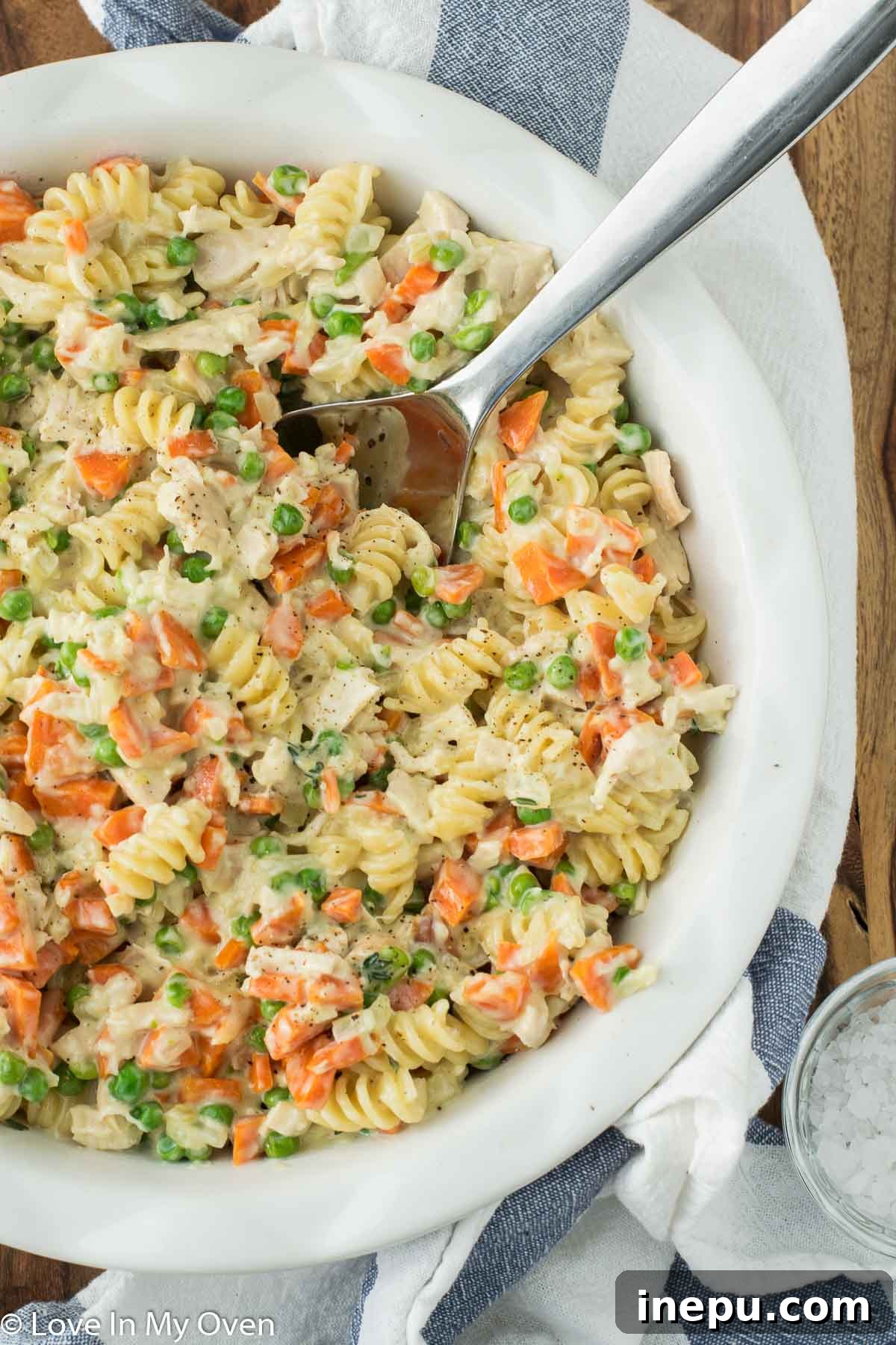 chicken pot pie pasta finished dish