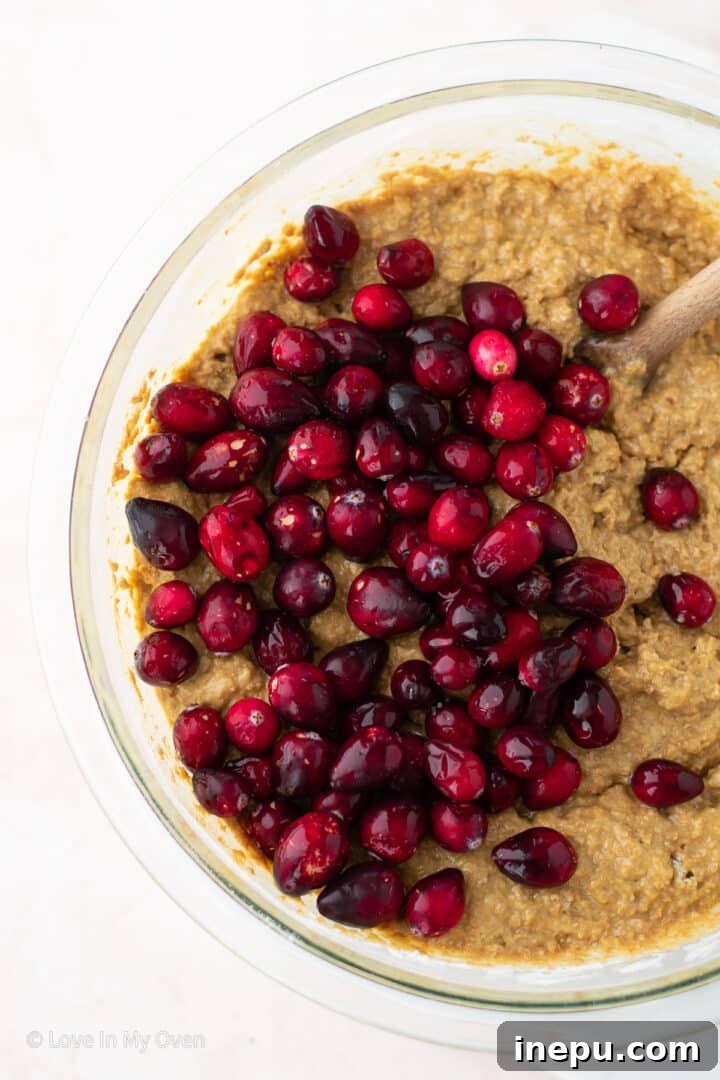 Two rows of baked cranberry bran muffins in a muffin tin