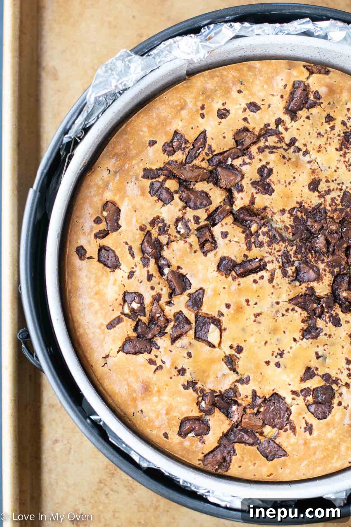Decadent Toblerone Cheesecake 7 Baked Toblerone cheesecake cooling.