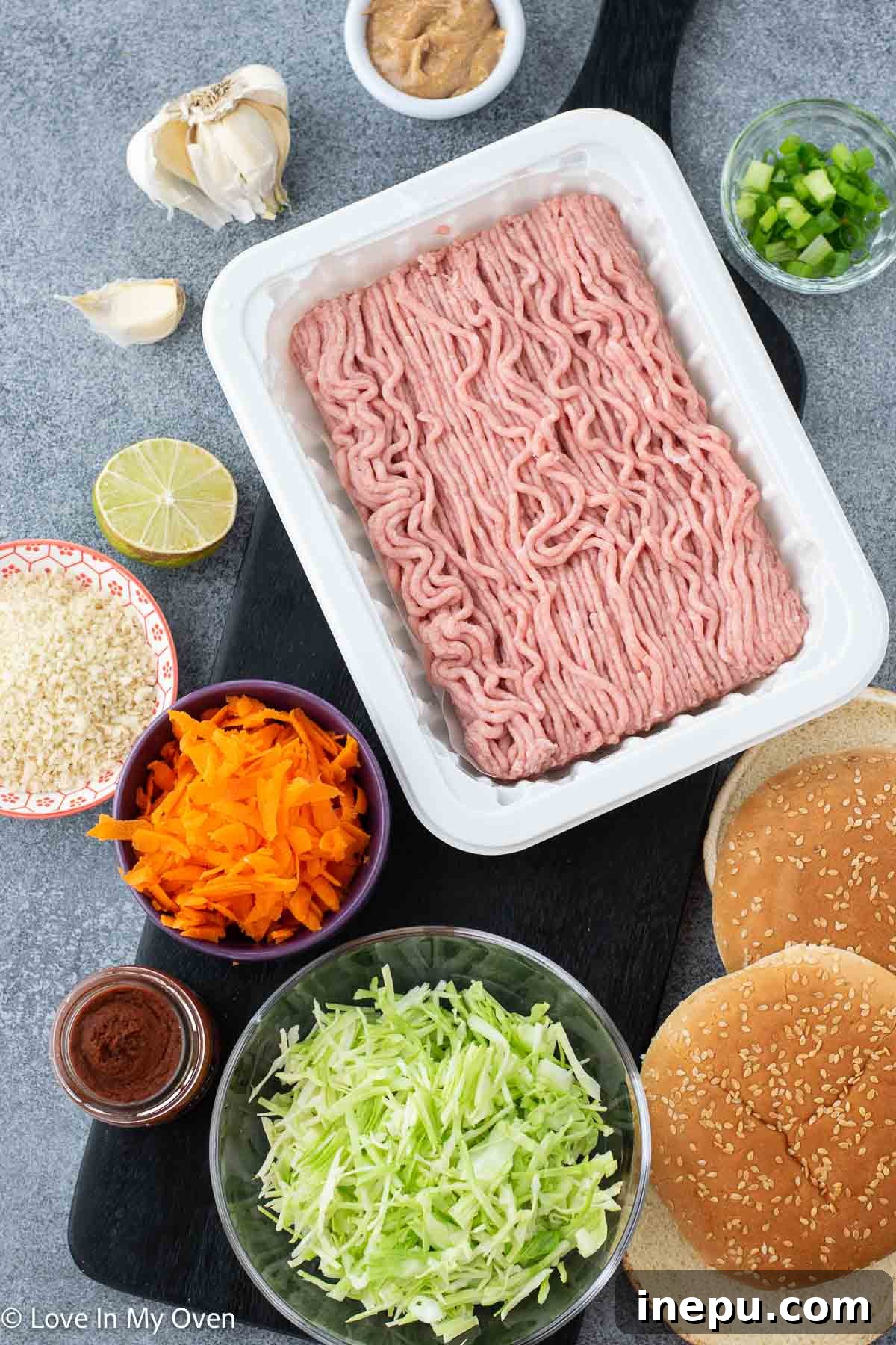 Ingredients for making Thai Turkey Burgers