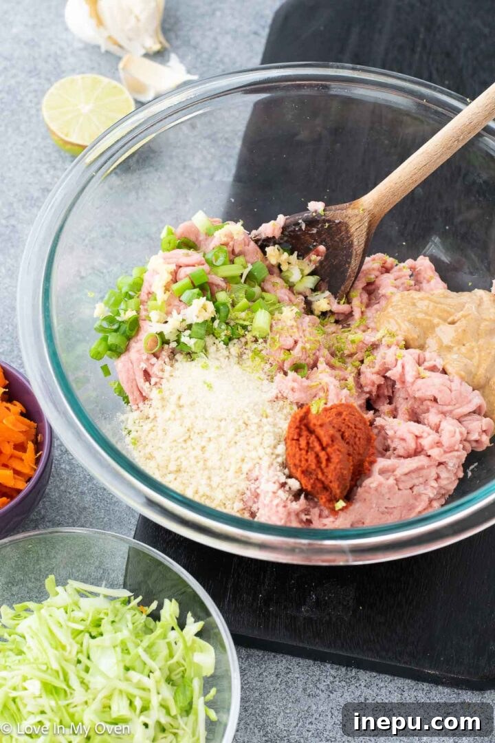 Mixing ingredients for Thai Turkey Burgers