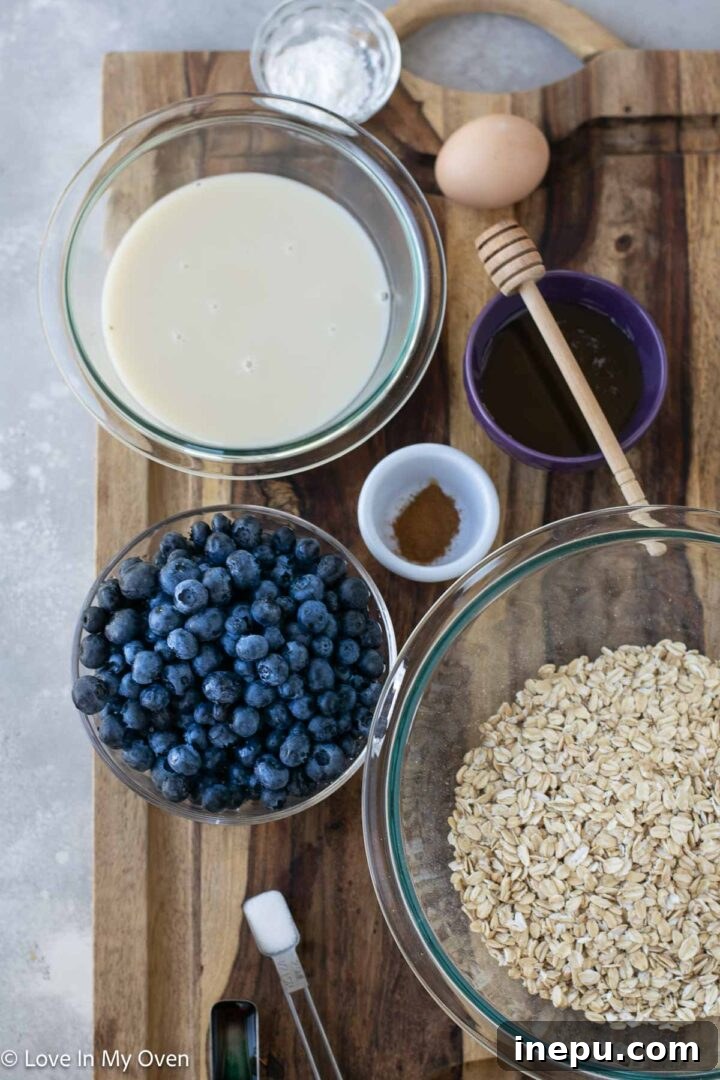 Blueberry Oatmeal Bake 3 Ingredients for blueberry baked oatmeal