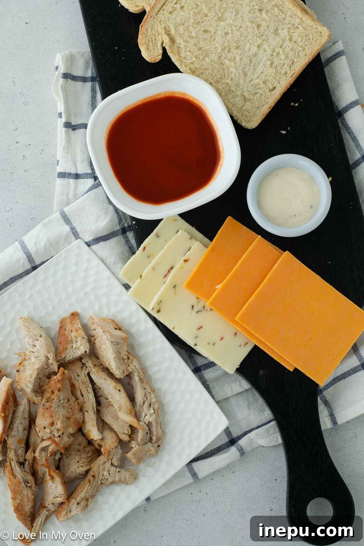ingredients for grilled buffalo turkey sandwich