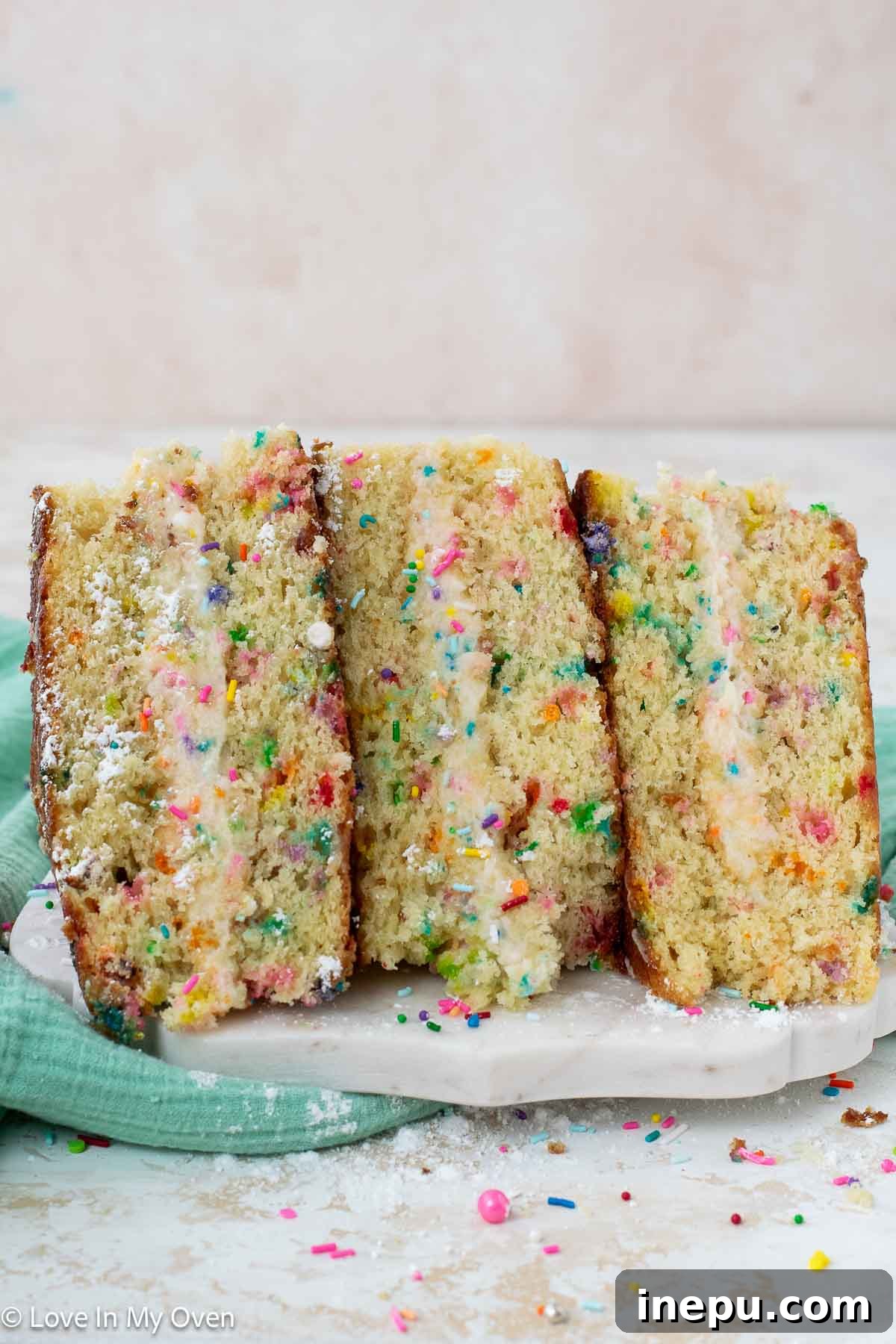 Sweet Stacks 2 Delightful birthday cake sandwiches with colorful sprinkles, perfect for any celebration.