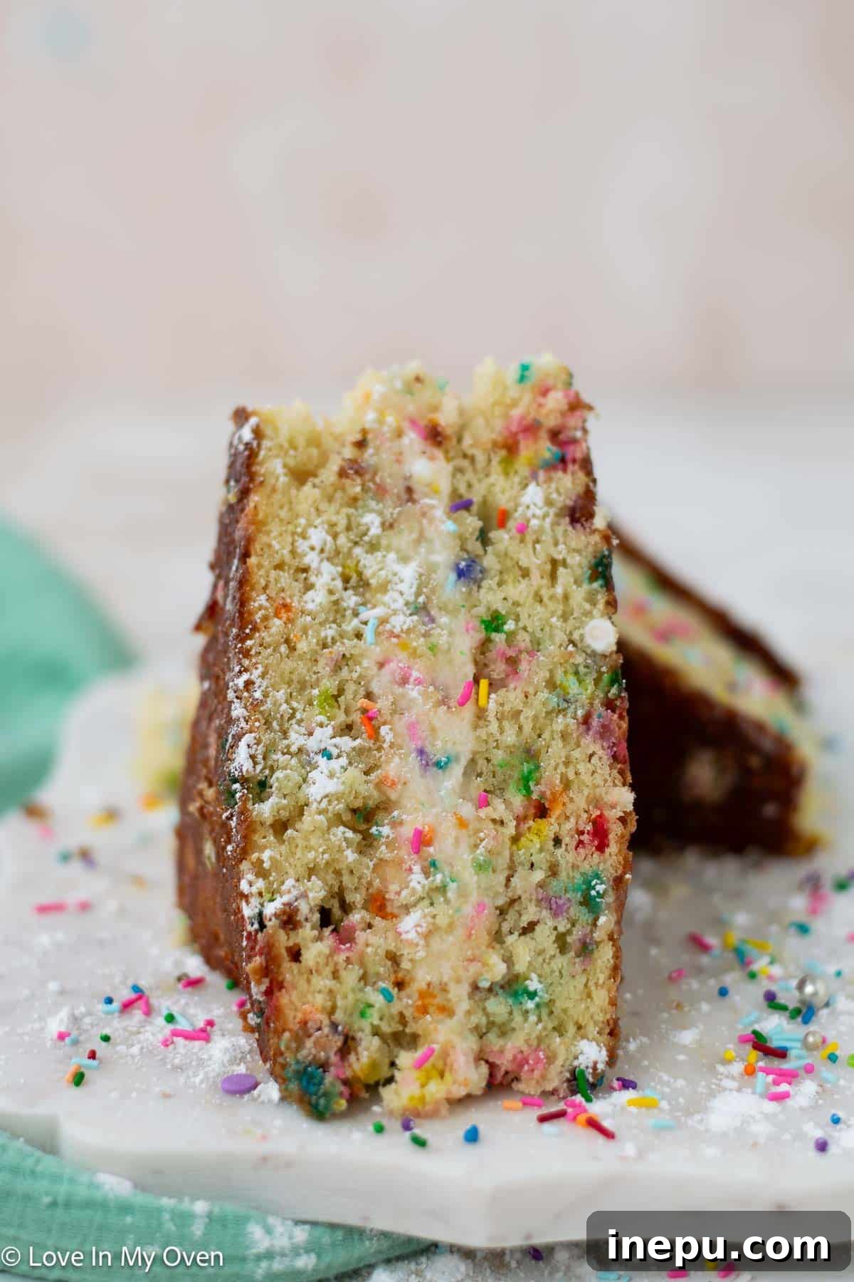 Sweet Stacks 14 Close-up of a stack of cake sandwiches.