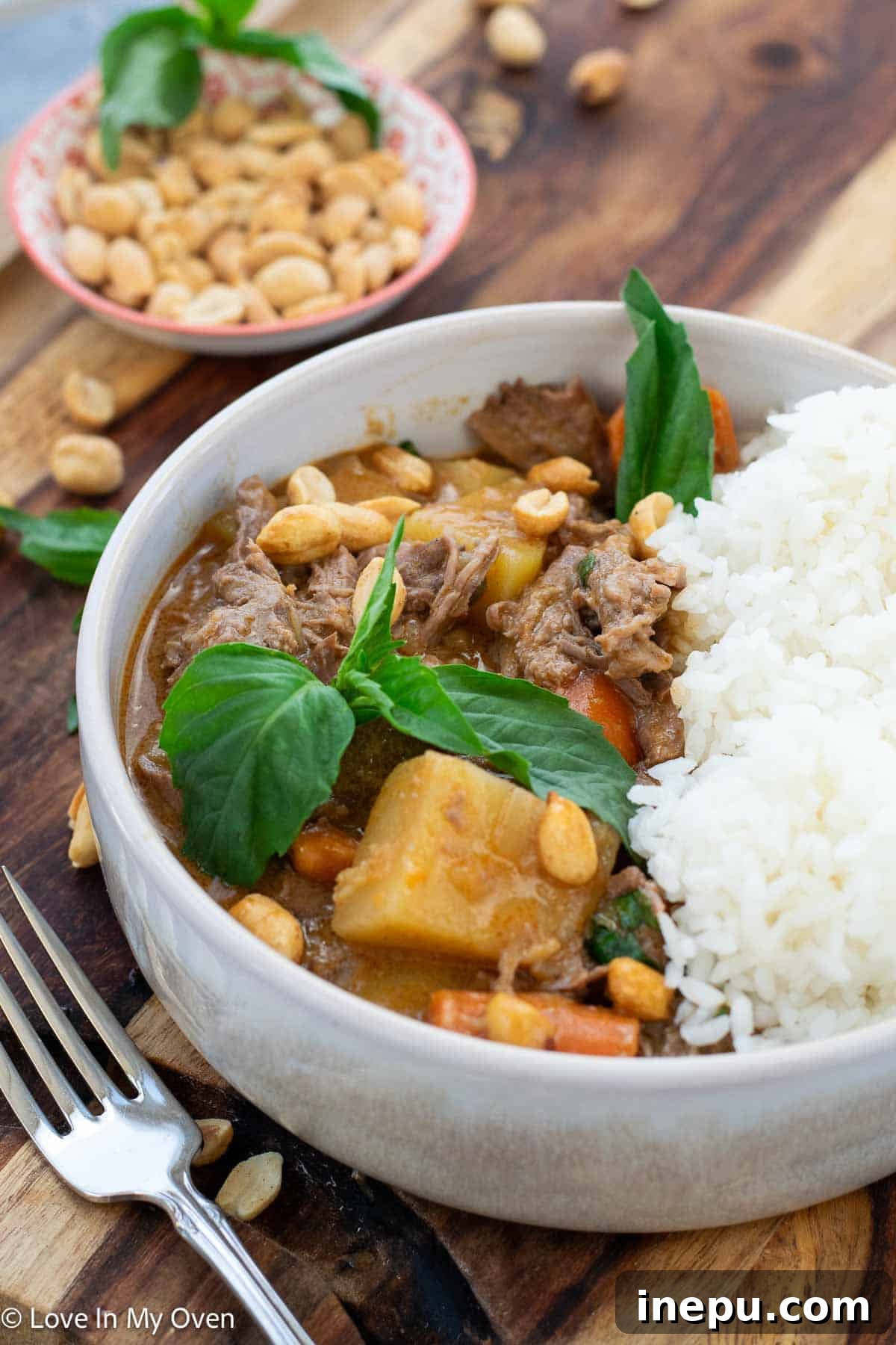 Massaman Beef Curry 2 Rich and flavorful slow-cooked beef Massaman curry in a Dutch oven