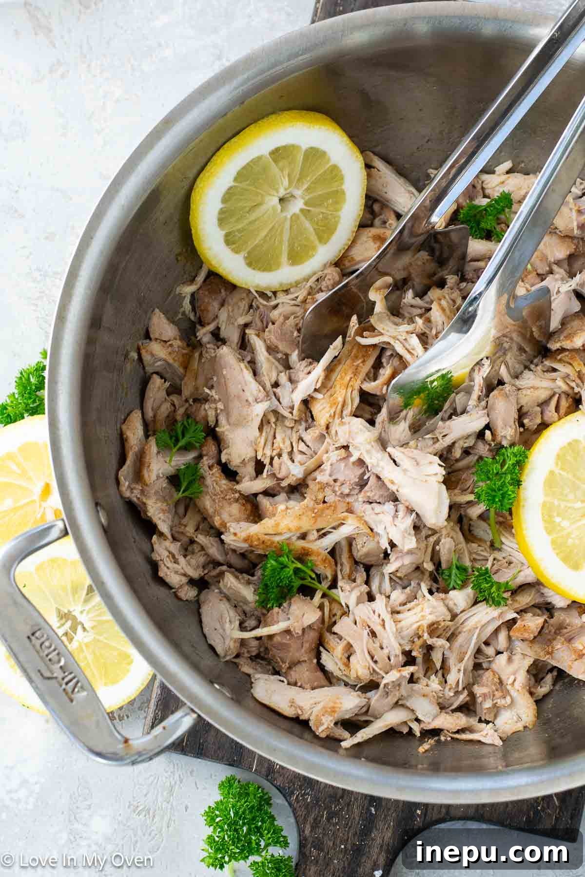 Delicious Dutch Oven Pulled Chicken, ready to be shredded