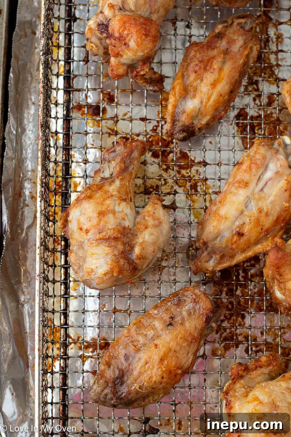 Close-up of hot honey coated chicken wings