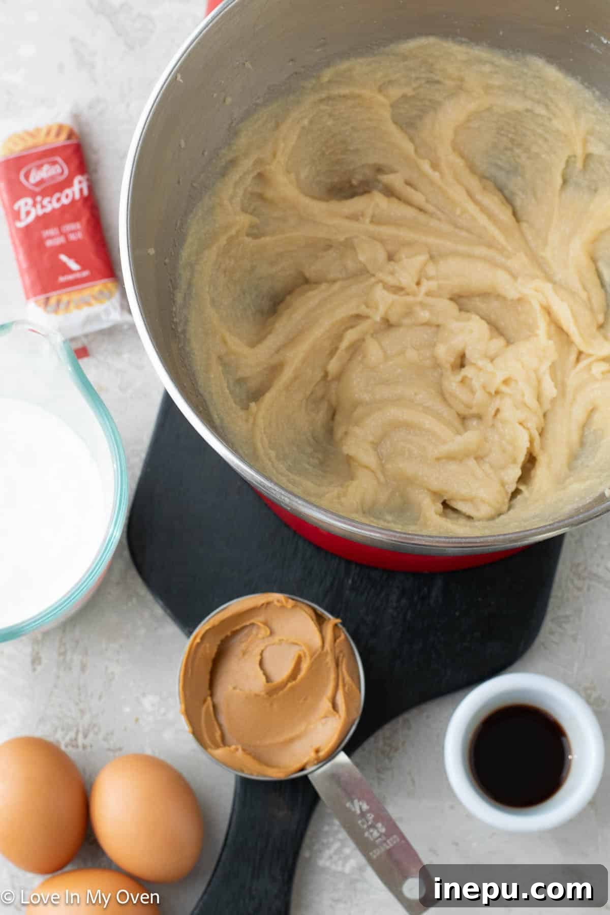 Cookie Butter Dream Cake 4 Mixing cake batter
