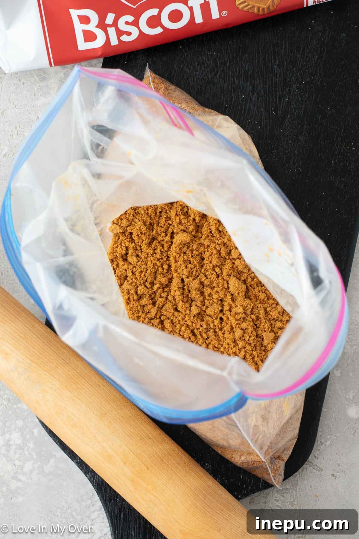 Cookie Butter Dream Cake 8 Mixing cookie butter crumble