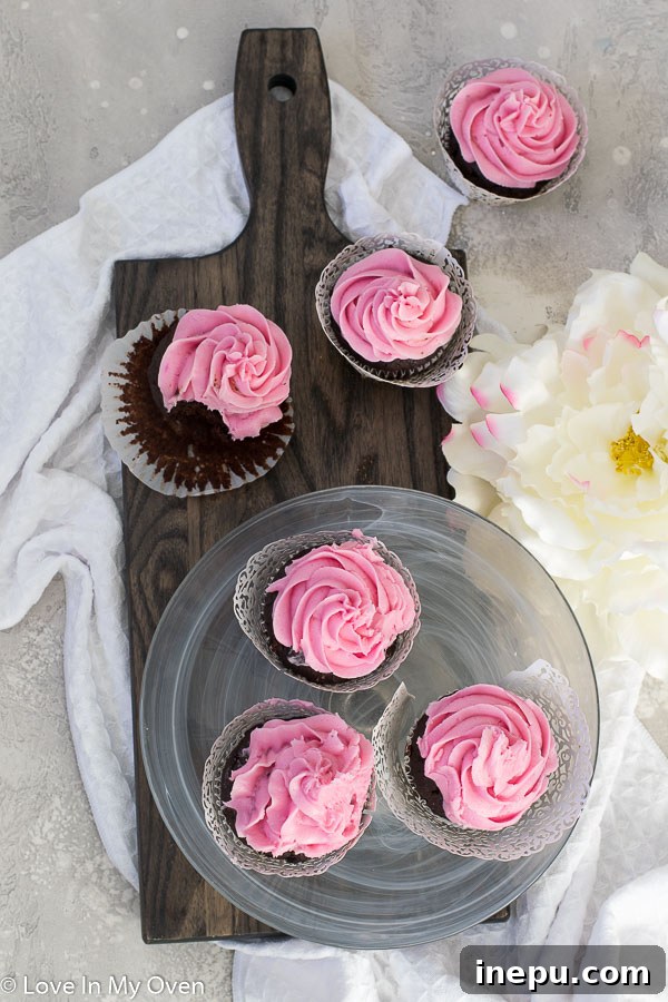 Decadent Double Chocolate Beet Cupcakes 7 Close-up of double chocolate beet cupcakes
