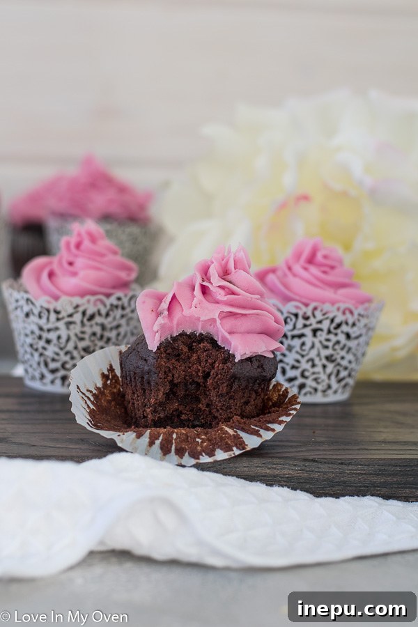 Decadent Double Chocolate Beet Cupcakes 8 Stack of chocolate beet cupcakes