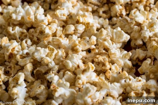 Monochrome Munchies 4 Coated popcorn baking in the oven for a crispy texture