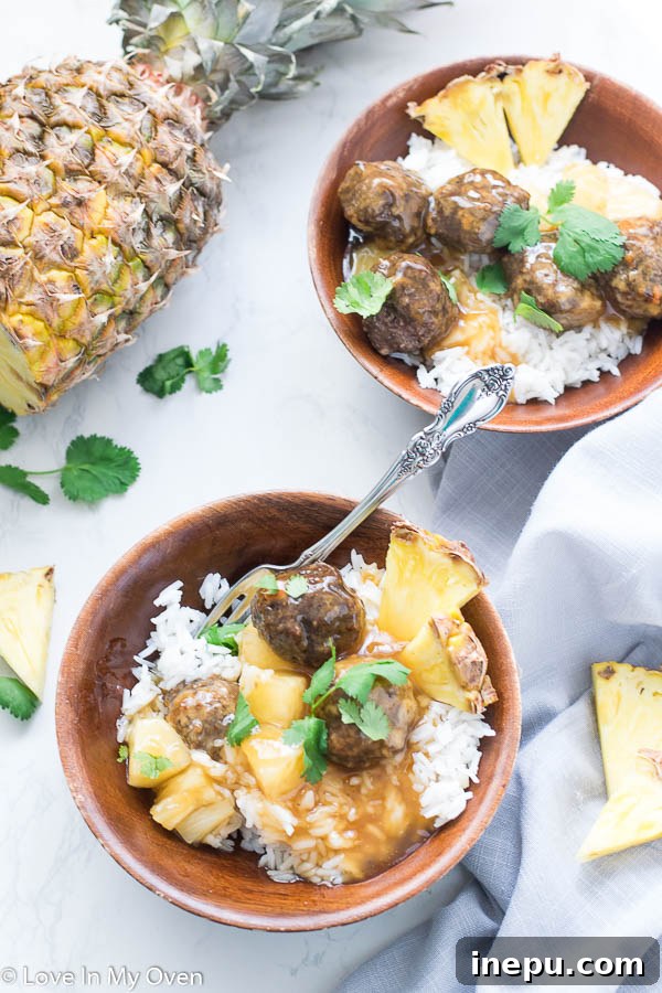 Tropical Glazed Meatballs 2 hawaiian meatballs