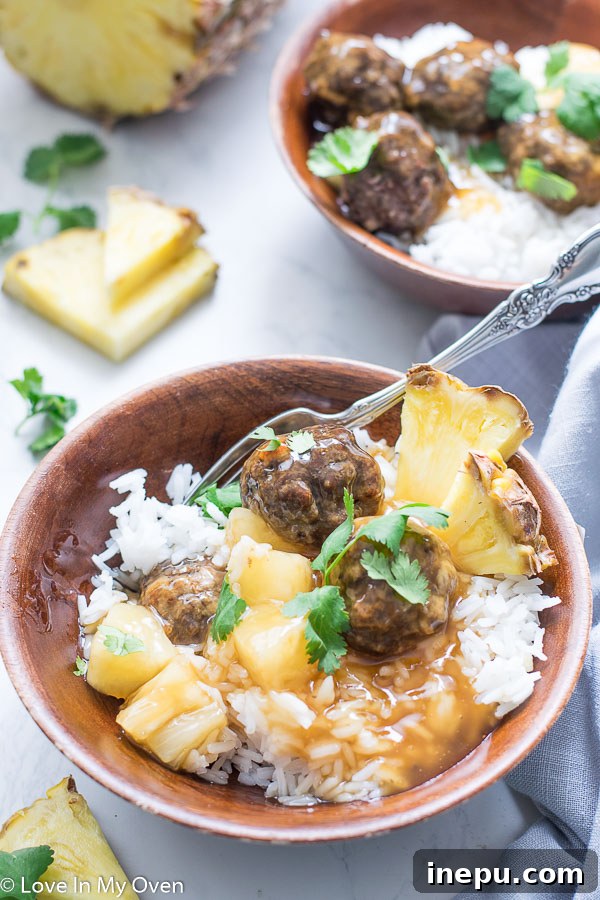 Tropical Glazed Meatballs 3 hawaiian meatballs