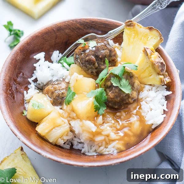 Tropical Glazed Meatballs 8 hawaiian meatballs