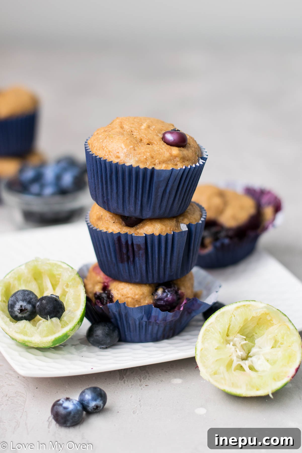 Zesty Blueberry Lime Greek Yogurt Muffins 2 Delicious Blueberry Lime Muffins with Greek yogurt and applesauce