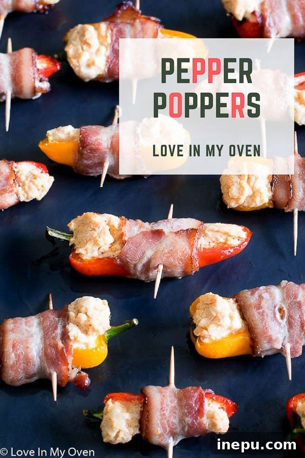 Golden Pepper Poppers 2 Delicious bacon-wrapped mini bell pepper poppers, a perfect low-carb appetizer