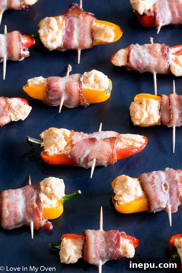 Golden Pepper Poppers 7 Assorted mini bell pepper poppers beautifully arranged for serving